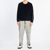 Velour Crewneck Sweatshirt - Black w/ Braid