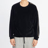 Velour Crewneck Sweatshirt - Black w/ Braid
