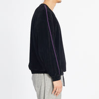 Velour Crewneck Sweatshirt - Black w/ Braid