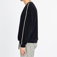 Velour Crewneck Sweatshirt - Black w/ Braid