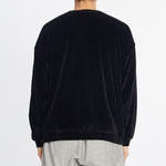 Velour Crewneck Sweatshirt - Black w/ Braid