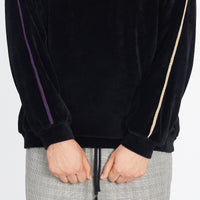 Velour Crewneck Sweatshirt - Black w/ Braid