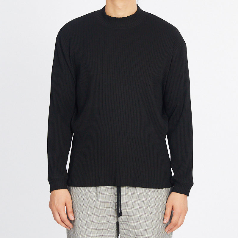 Long Sleeve Ribbed T-Shirt - Black