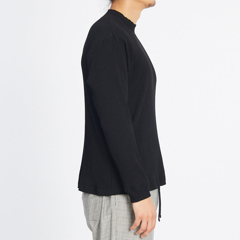Long Sleeve Ribbed T-Shirt - Black