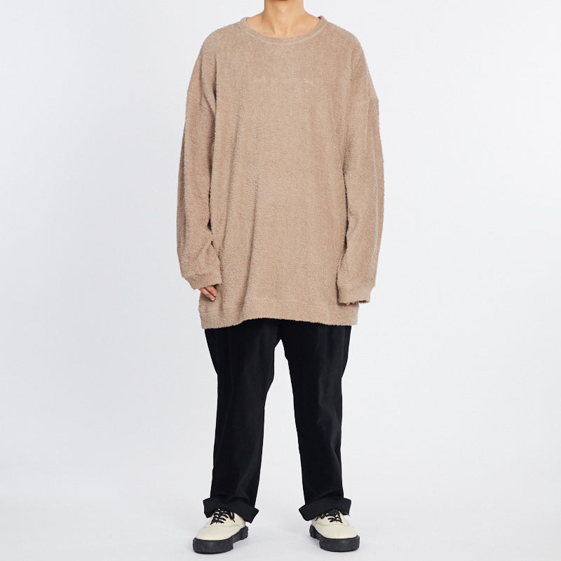 Oversized Reversible Pile Crewneck Sweatshirt - Taupe