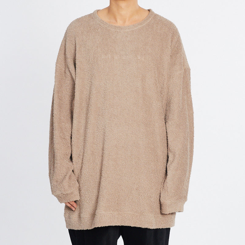 Oversized Reversible Pile Crewneck Sweatshirt - Taupe