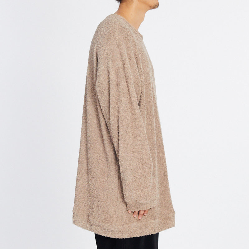 Oversized Reversible Pile Crewneck Sweatshirt - Taupe