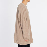 Oversized Reversible Pile Crewneck Sweatshirt - Taupe