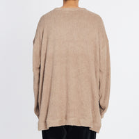 Oversized Reversible Pile Crewneck Sweatshirt - Taupe