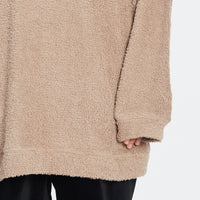 Oversized Reversible Pile Crewneck Sweatshirt - Taupe