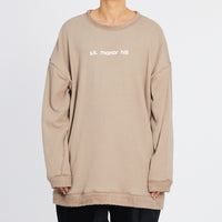 Oversized Reversible Pile Crewneck Sweatshirt - Taupe