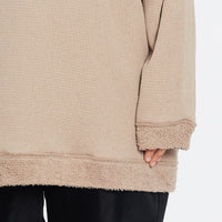 Oversized Reversible Pile Crewneck Sweatshirt - Taupe