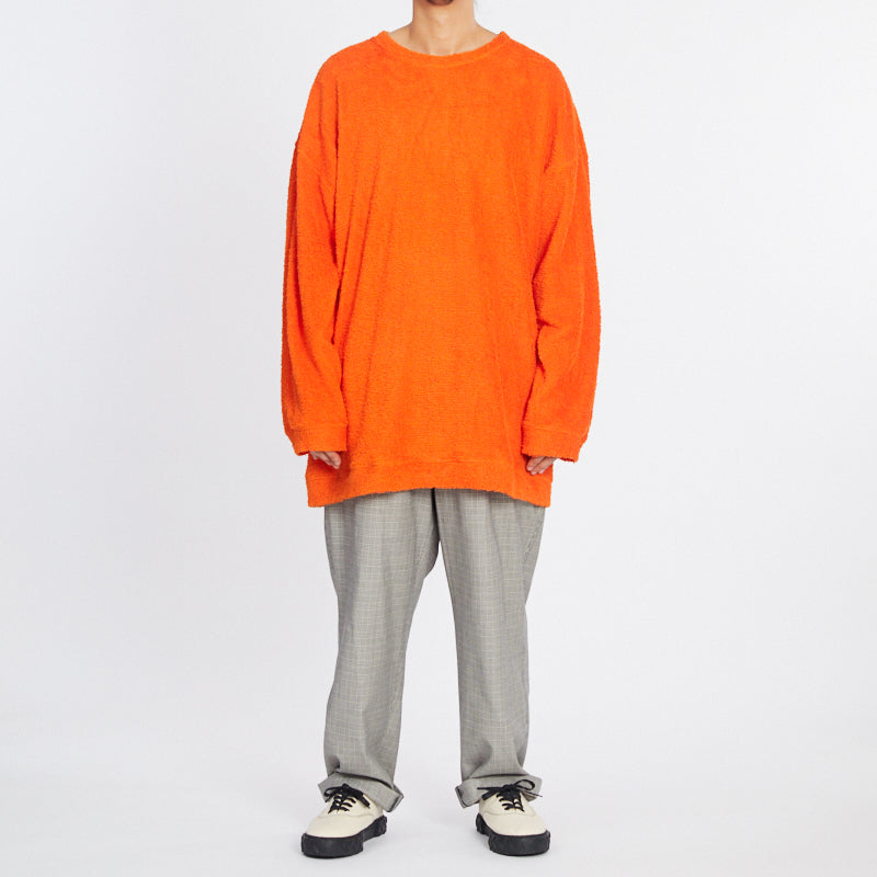 Oversized Reversible Pile Crewneck Sweatshirt - Orange