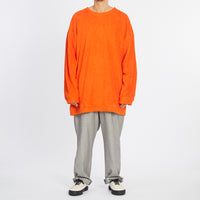Oversized Reversible Pile Crewneck Sweatshirt - Orange