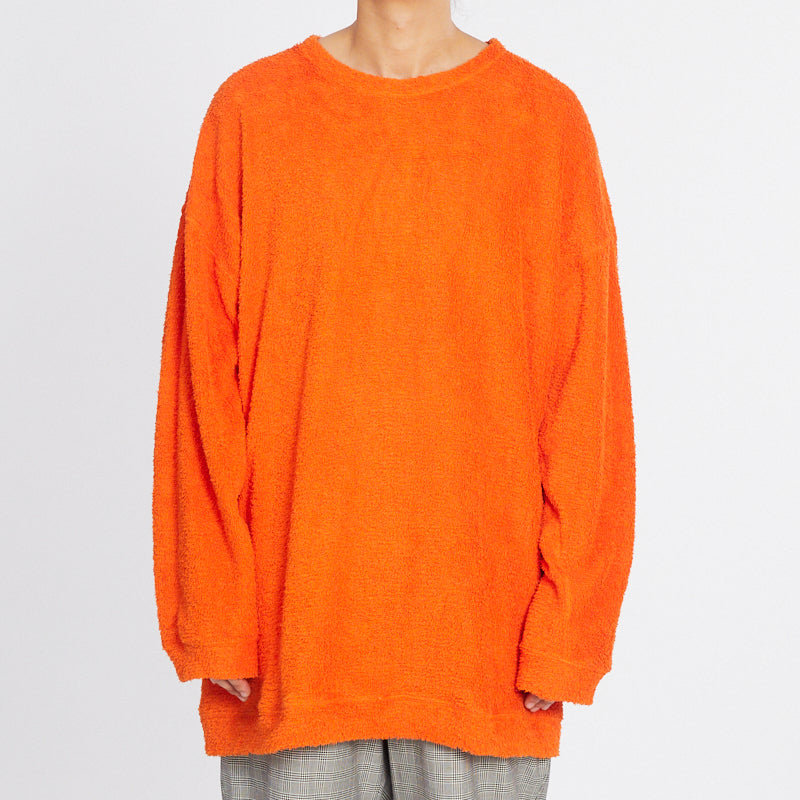 Oversized Reversible Pile Crewneck Sweatshirt - Orange