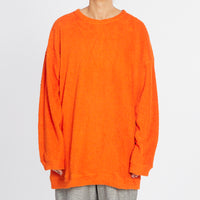 Oversized Reversible Pile Crewneck Sweatshirt - Orange
