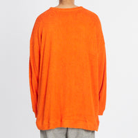 Oversized Reversible Pile Crewneck Sweatshirt - Orange