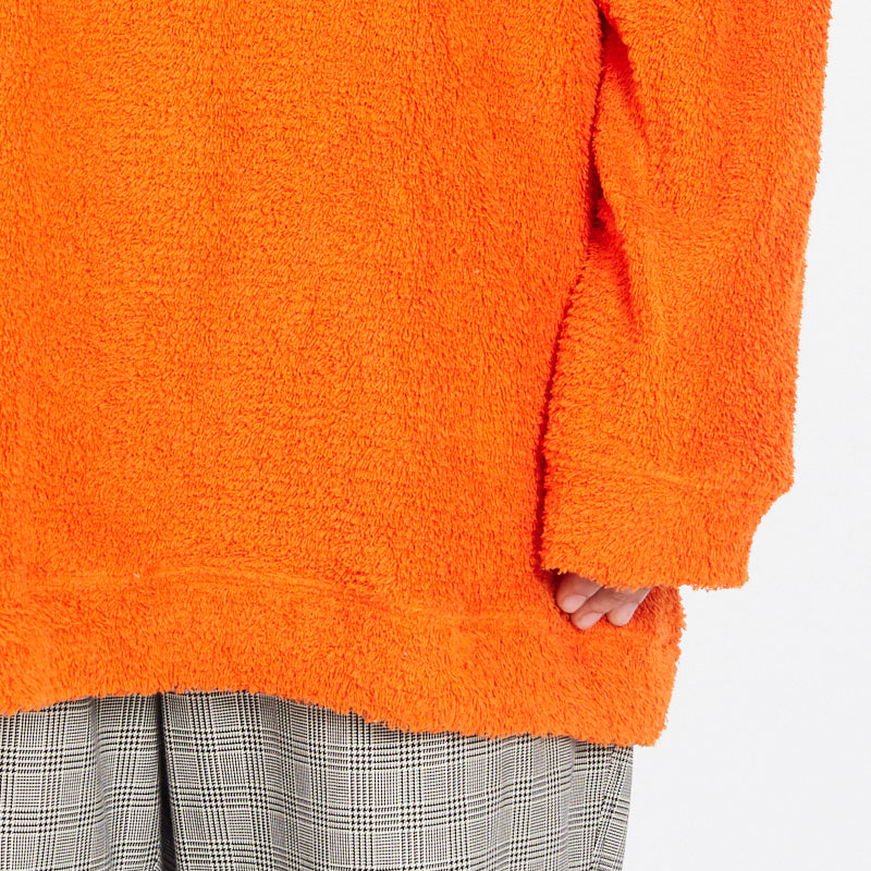 Oversized Reversible Pile Crewneck Sweatshirt - Orange