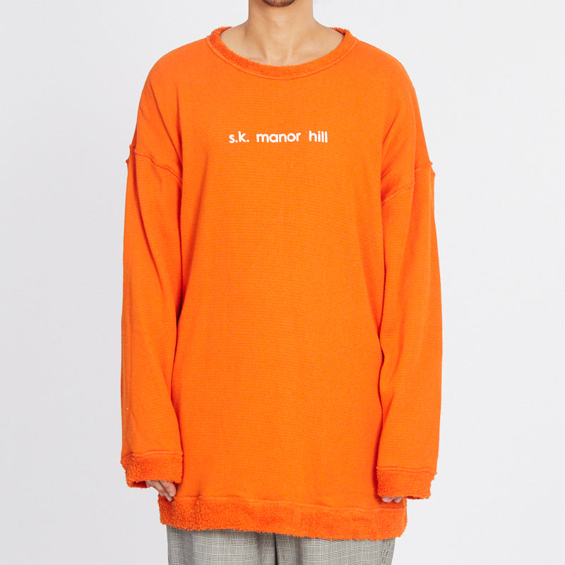 Oversized Reversible Pile Crewneck Sweatshirt - Orange