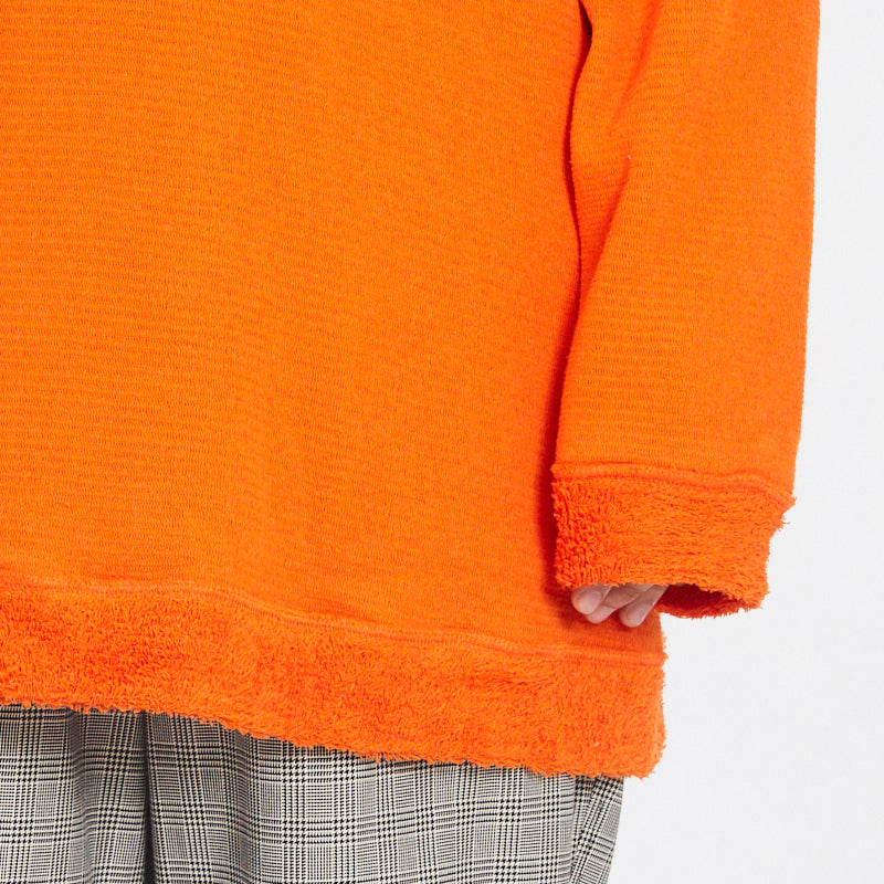 Oversized Reversible Pile Crewneck Sweatshirt - Orange