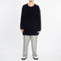 Oversized Velour Crewneck Sweatshirt - Black w/ Braid