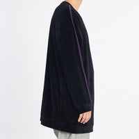 Oversized Velour Crewneck Sweatshirt - Black w/ Braid