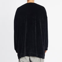 Oversized Velour Crewneck Sweatshirt - Black w/ Braid