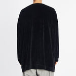 Oversized Velour Crewneck Sweatshirt - Black w/ Braid