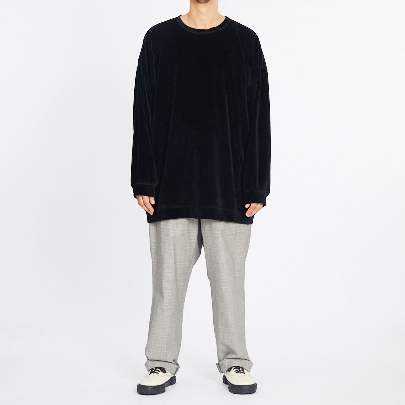 Oversized Velour Crewneck Sweatshirt - Black