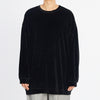 Oversized Velour Crewneck Sweatshirt - Black