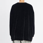 Oversized Velour Crewneck Sweatshirt - Black