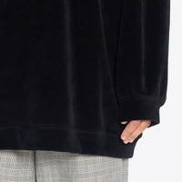 Oversized Velour Crewneck Sweatshirt - Black