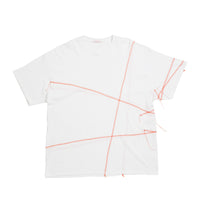 Cover Stitch T-Shirt - White w/ Orange