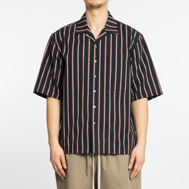 Aloha Shirt - Navy/Orange Stripe