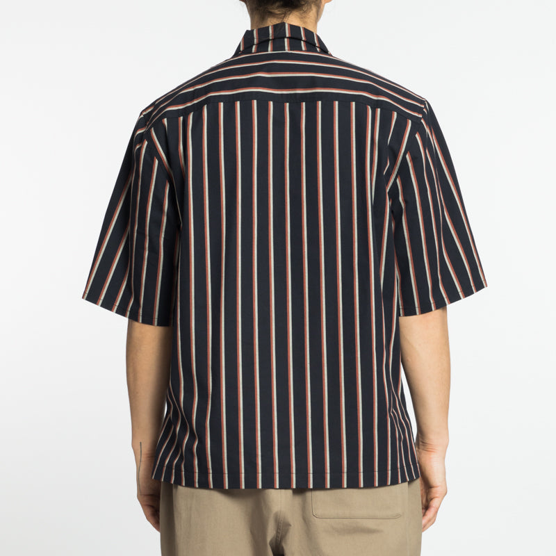Aloha Shirt - Navy/Orange Stripe