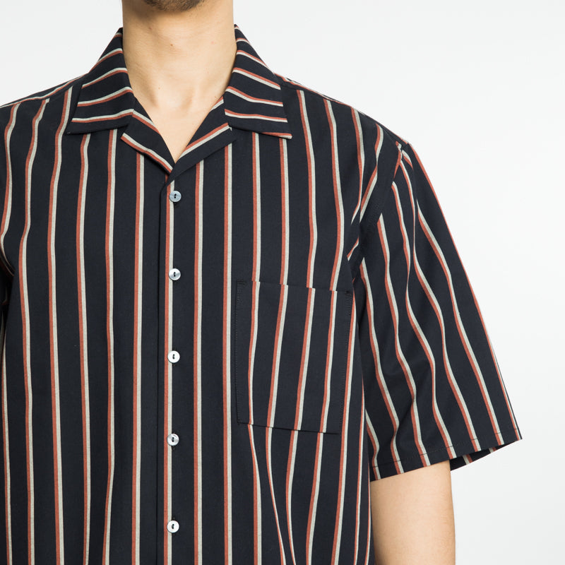 Aloha Shirt - Navy/Orange Stripe