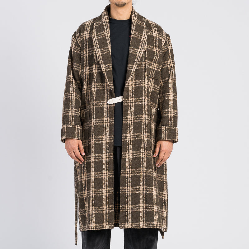 Wallace Robe - Brown Plaid Wool