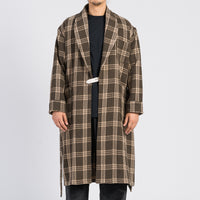 Wallace Robe - Brown Plaid Wool