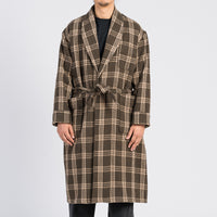 Wallace Robe - Brown Plaid Wool
