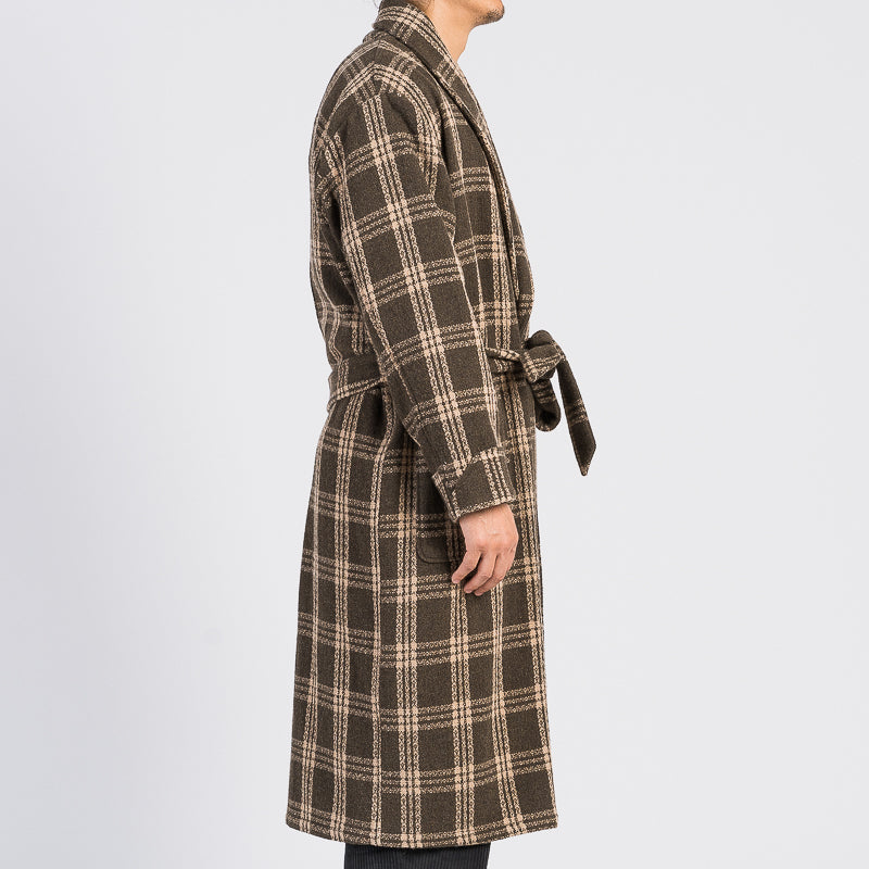 Wallace Robe - Brown Plaid Wool