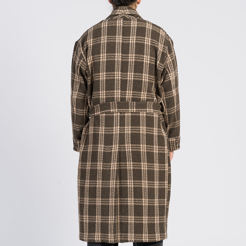Wallace Robe - Brown Plaid Wool