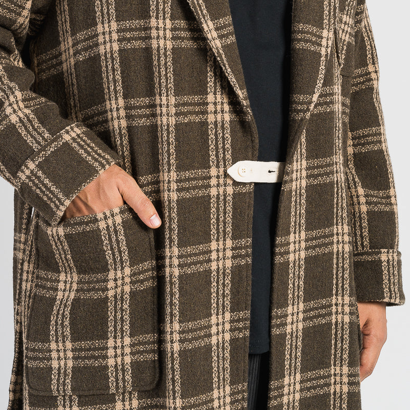 Wallace Robe - Brown Plaid Wool