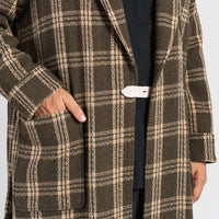 Wallace Robe - Brown Plaid Wool