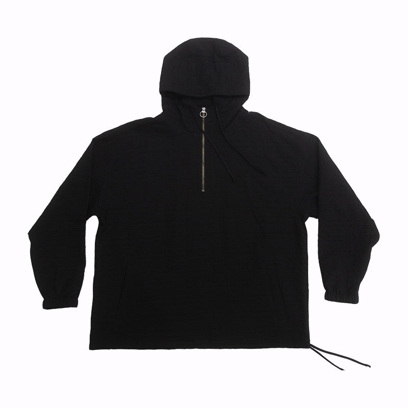 Pod Pullover Jacket - Black Puckered