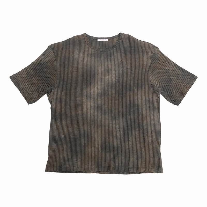 Short Sleeve Ribbed T-shirt - Grey Tie-Dye